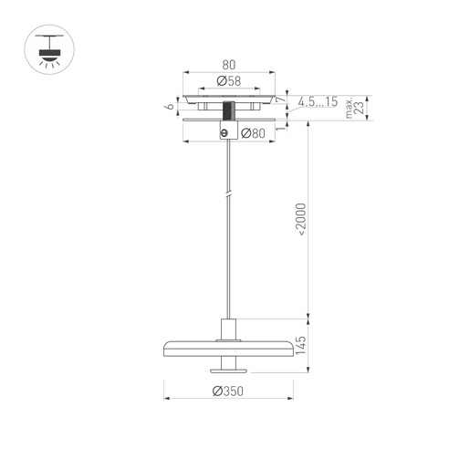 Светильник SP-KOTARO-R350-12W Warm2700 (BK-GR, 36 deg, 230V, TRIAC) (Arlight, IP20)