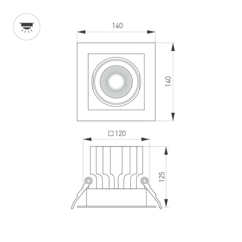 Светильник MS-VORTEX-BUILT-S140x140-30W Warm3000 (WH-WH, 17 deg, 230V) (Arlight, IP20 Металл, 5 лет)