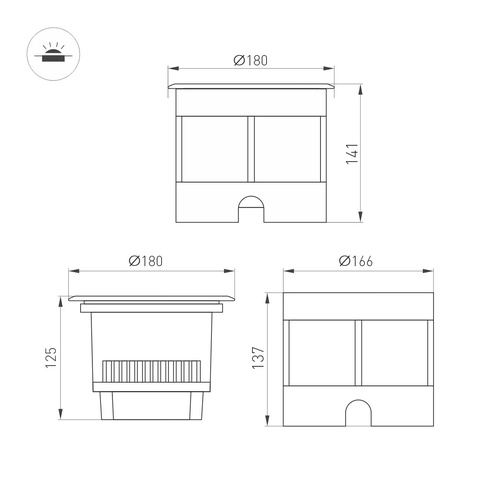 Светильник LTD-DAFNA-GROUND-R180-25W Warm3000 (SL, 35 deg, 230V) (Arlight, IP67 Металл, 5 лет)