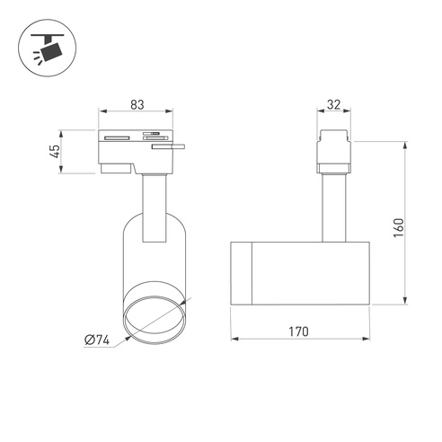 Светильник LGD-GERA-4TR-R74-20W Warm3000 (BK, 24 deg, 230V) (Arlight, IP20 Металл, 5 лет)