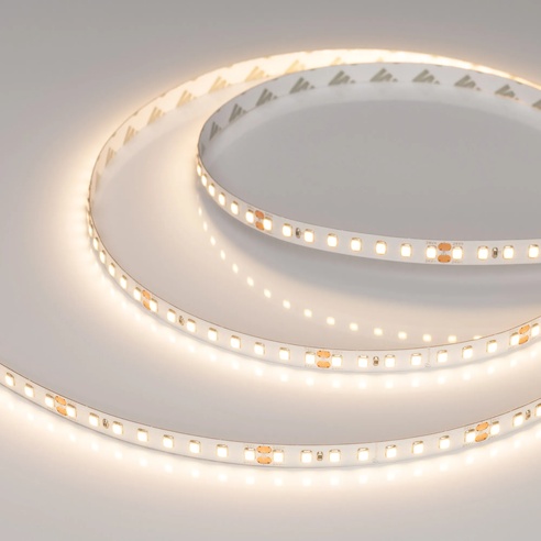 Лента светодиодная RT-A128-8mm 24V Warm3000 (10 W/m, IP20, 5m) (Arlight, высок.эфф.150 лм/Вт)
