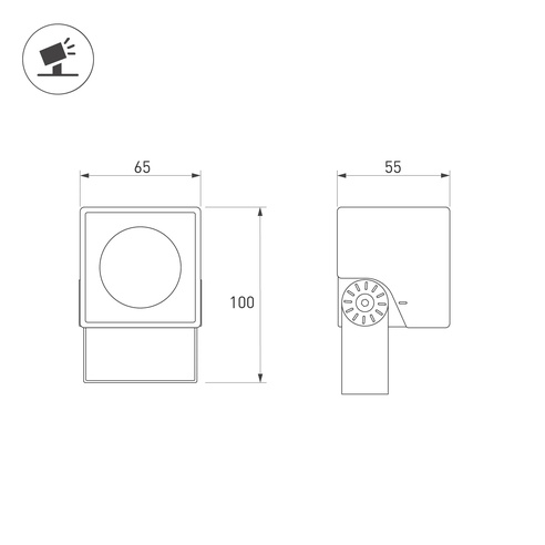Светильник ALT-BLOCK-S65x65-5W Day4000 (GR, 36 deg, 230V) (Arlight, IP66 Металл, 3 года)