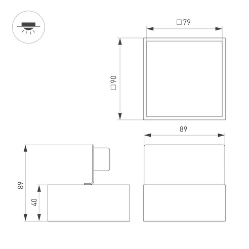 Светильник DL-GRIGLIATO-S90x90-6W Day4000 (BK, 90 deg, 230) (Arlight, IP40 Металл, 5 лет)