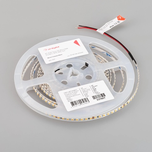 Лента светодиодная RT-A160-5mm 24V Warm3500 (9.6 W/m, IP20, 2835, 5m) (Arlight, Открытый)
