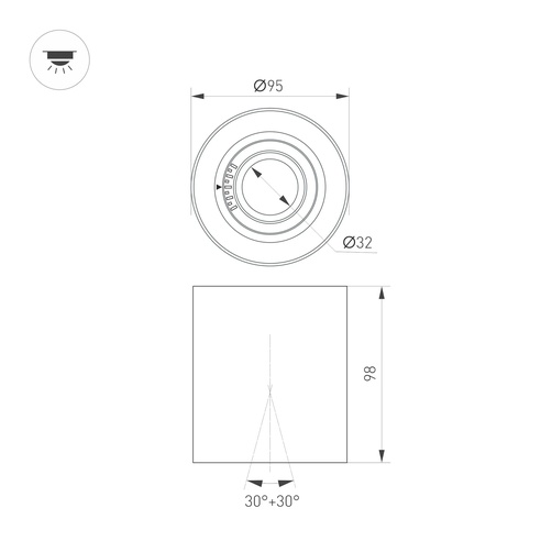 Светильник SP-ACENTO-R95-10W Warm2700 (WH, 20-45 deg, 230V) (Arlight, IP20 Металл, 5 лет)