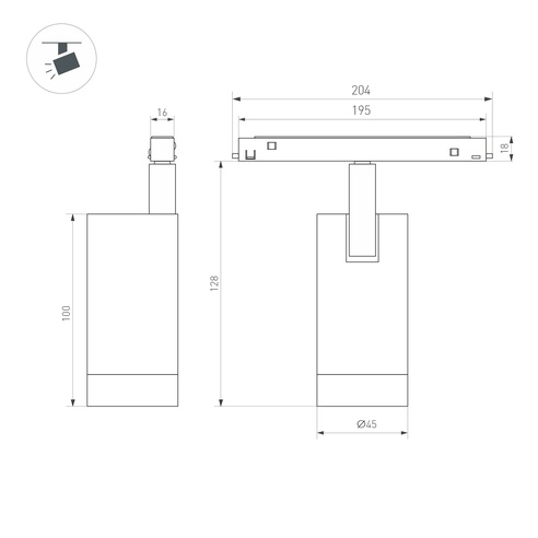 Светильник MAG-ORIENT-SPOT-R45-12W Warm2700 (BK, 36 deg, 48V) (Arlight, IP20 Металл, 5 лет)