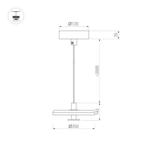 Светильник SP-KOTARO-R350-12W Warm2700 (BK-CF, 36 deg, 230V, TRIAC) (Arlight, IP20)