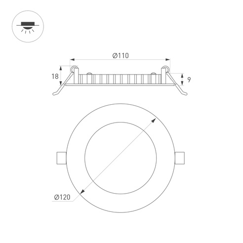 Светильник MS-EDGE-R120-6W Day4000 (WH, 115 deg, 230V) (Arlight, IP44 Металл, 3 года)