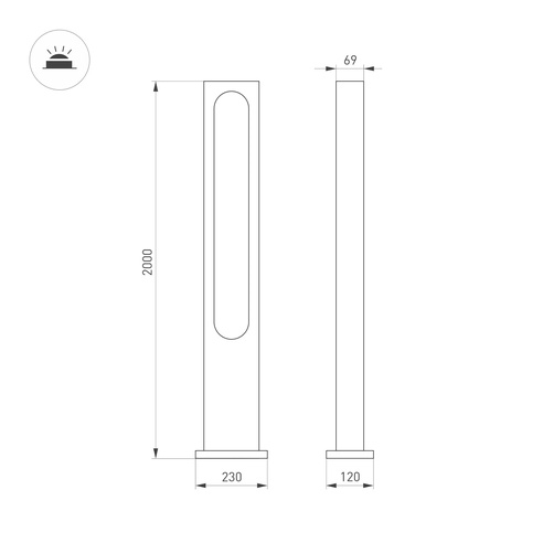 Светильник LGD-MUSE-BOLL-H2000-18W Warm3000 (DG, 328 deg, 230V) (Arlight, IP65 Металл, 3 года)