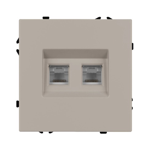 Механизм сдвоенной телефонной розетки SCT-NOBE-MTL2-SFPL-CA (RJ-11, 4C) (Arlight, Кашемир)