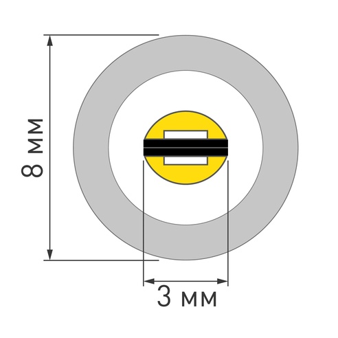 Лента герметичная LUNA-X960-D8mm 24V Warm2400 (8 W/m, IP65, 360deg, 5m) (Arlight, -)