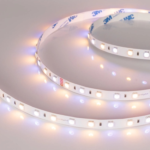 Лента светодиодная RT-B60-10mm 24V RGBW-Warm (14.4 W/m, IP20, 5060, 5m) (Arlight, Открытый)