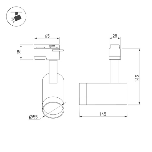 Светильник LGD-GERA-2TR-R55-10W Day4000 (BK, 24 deg, 230V) (Arlight, IP20 Металл, 5 лет)