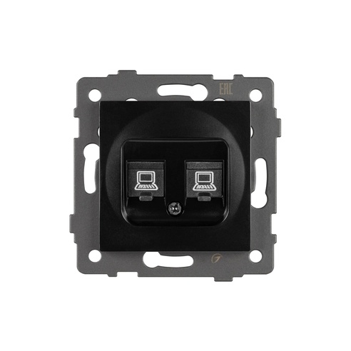 Механизм компьютерной розетки двойной SCT-MPC2-PL-BK-V (RJ-45, CAT6) (Arlight, -)