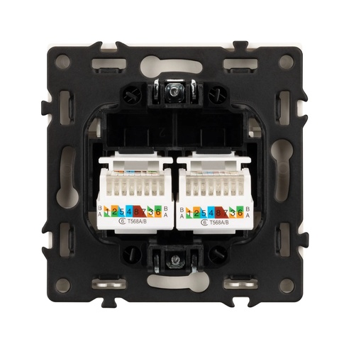Механизм сдвоенной компьютерной розетки SCT-NOBE-MPC2-SFPL-CA (RJ-45, CAT6) (Arlight, Кашемир)