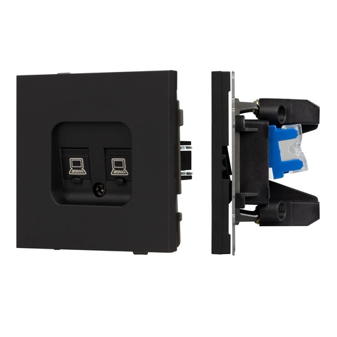 Механизм компьютерной розетки двойной SCT-TENDO-MPC2-SFPL-BK (RJ-45, CAT6) (Arlight, -)