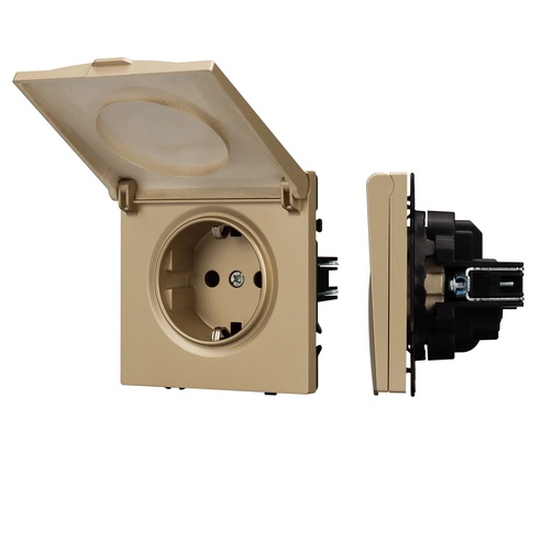 Механизм розетки влагозащищённый SCT-NOBE-MCP-SFPL-GD (230V, 16A) (Arlight, -)