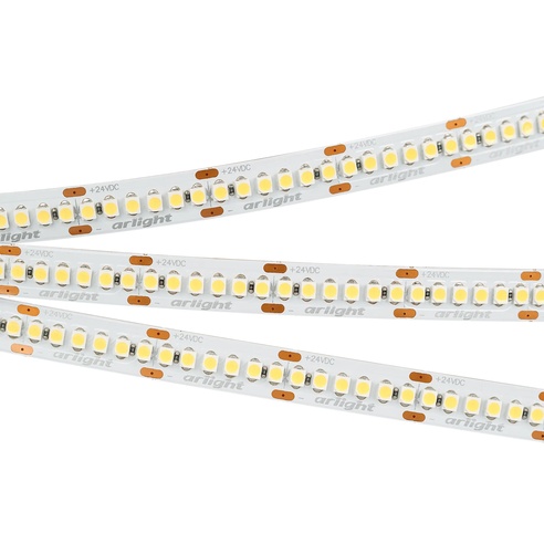 Лента светодиодная RT-A240-10mm 24V Warm3000 (19.2 W/m, IP20, 3528, 5m) (Arlight, Открытый)