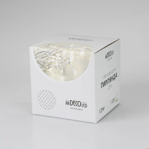Светодиодная гирлянда ARD-NETLIGHT-HOME-1500x1500-CLEAR-150LED Warm (230V, 12W) (Ardecoled, IP20)
