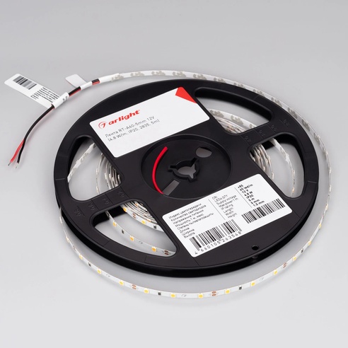 Лента светодиодная RT-A60-5mm 12V Warm2400 (4.8 W/m, IP20, 2835, 5m) (Arlight, узкая)