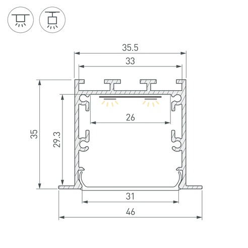 Профиль LINIA49-F-M-2000 WHITE (Arlight, Алюминий)