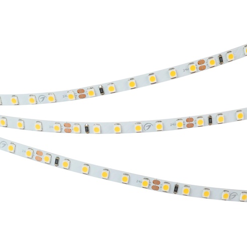 Лента светодиодная RT 2-5000 24V Cool 8K 5mm 2x (3528, 600 LED, LUX) (Arlight, 9.6 Вт/м, IP20)