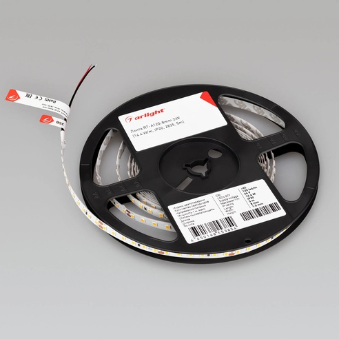 Лента светодиодная RT-A120-8mm 24V Day4000 (14.4 W/m, IP20, 2835, 5m) (Arlight, Открытый)