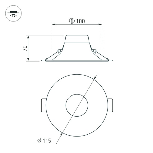 Светильник MS-BLIZZARD-BUILT-R115-10W Warm3000 (BK, 100 deg, 230V) (Arlight, IP20 Металл, 3 года)