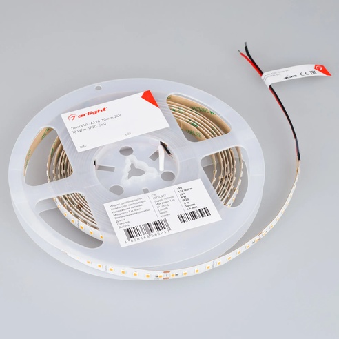 Лента светодиодная UL-A126-10mm 24V White6000 (8 W/m, IP20, 5m) (Arlight, высок.эфф.165 лм/Вт)