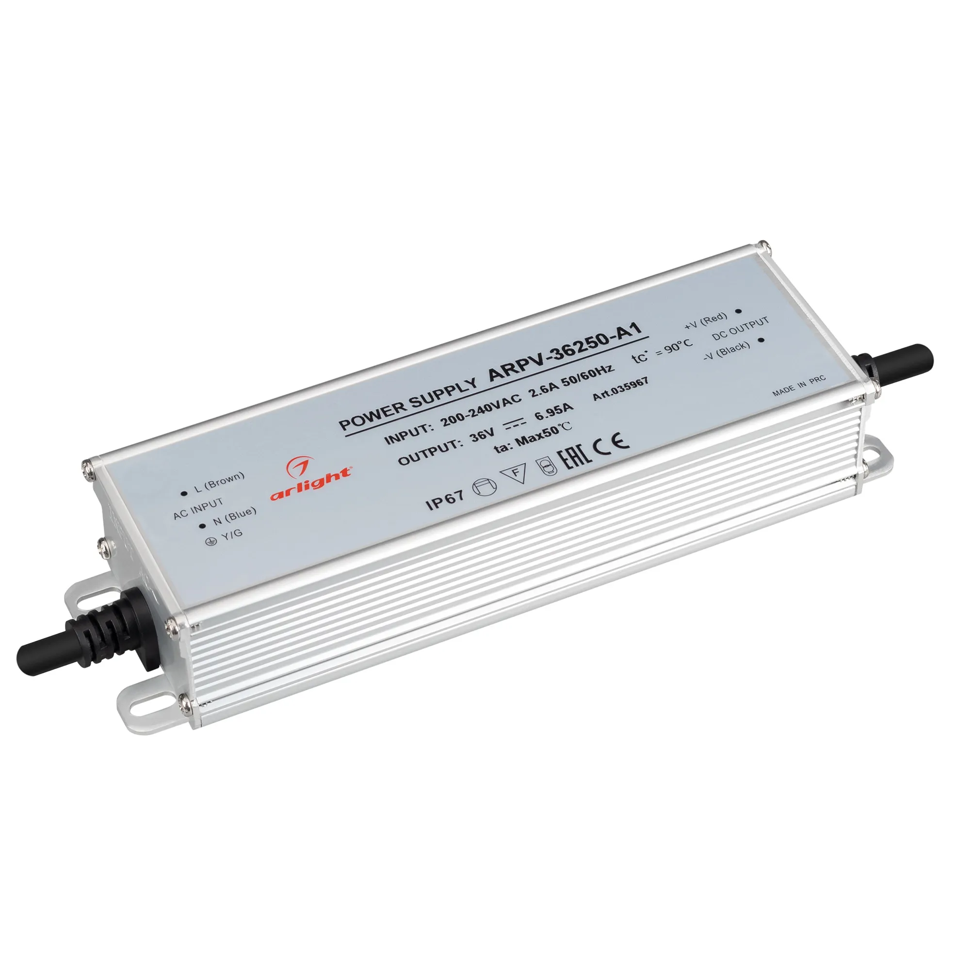 Блок питания ARPV-36250-A1 (36V, 6.95A, 250W) (Arlight, IP67 Металл, 3 года) - изображение товара