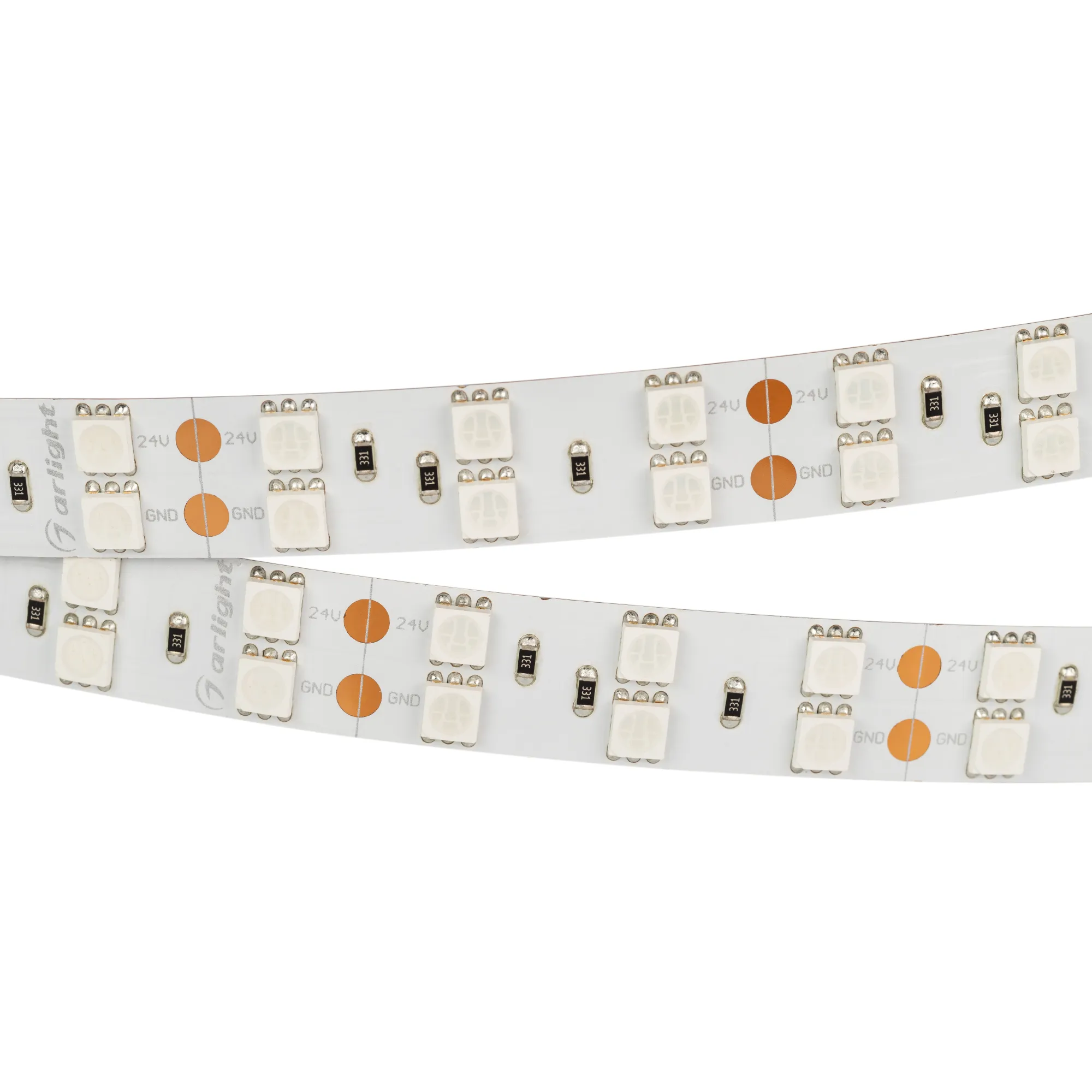 Лента светодиодная RT 2-5000 24V Yellow 2x2 (5060, 600 LED, LUX) (Arlight, 28.8 Вт/м, IP20) - изображение товара