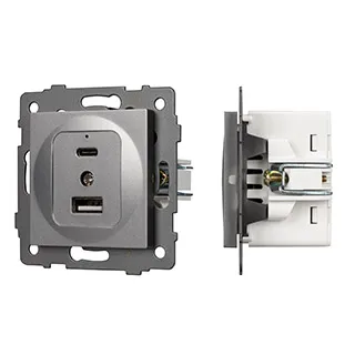 Механизм USB розетки SCT-MUAC-PL-GR-V (5V, 3A, QC4) (Arlight, -)