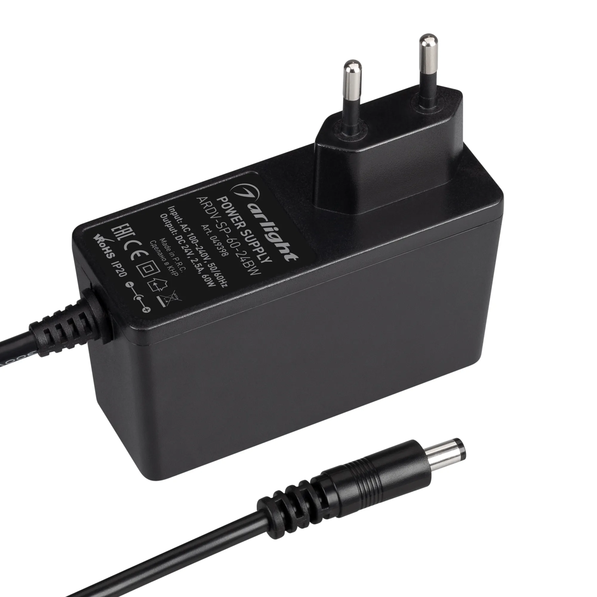 Блок питания ARDV-SP-60-24BW (24V, 2.5A, 60W) (Arlight, Адаптер, 5 лет) - изображение товара