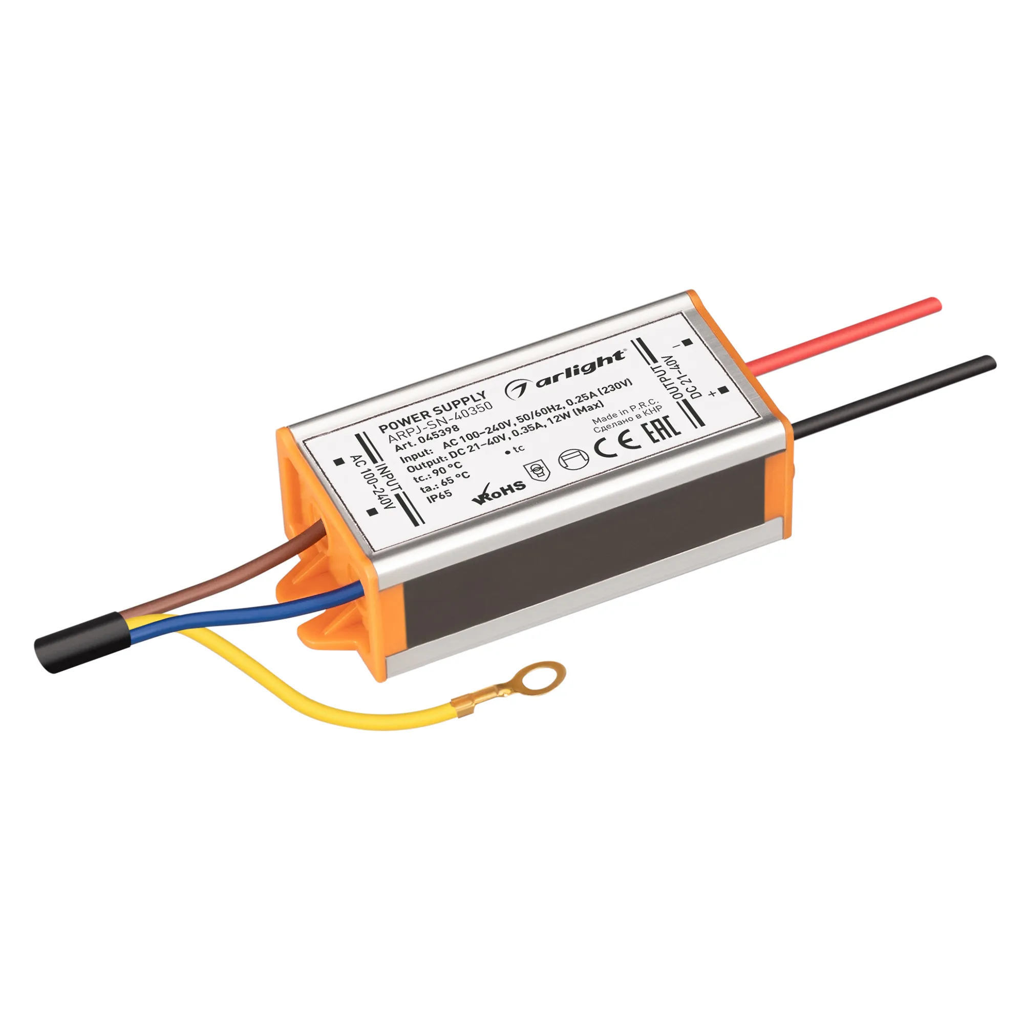 Блок питания ARPJ-SN-40350 (12W, 21-40V, 350mA) (Arlight, IP65 Металл, 3 года) - изображение товара