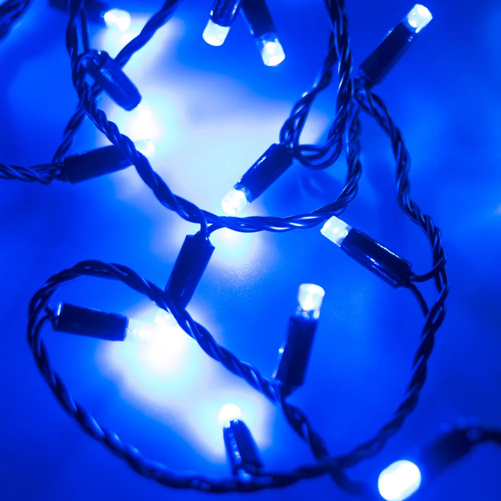 Светодиодная гирлянда ARD-STRING-CLASSIC-10000-BLACK-100LED-FLASH BLUE (230V, 7W) (Ardecoled, IP65) - изображение товара