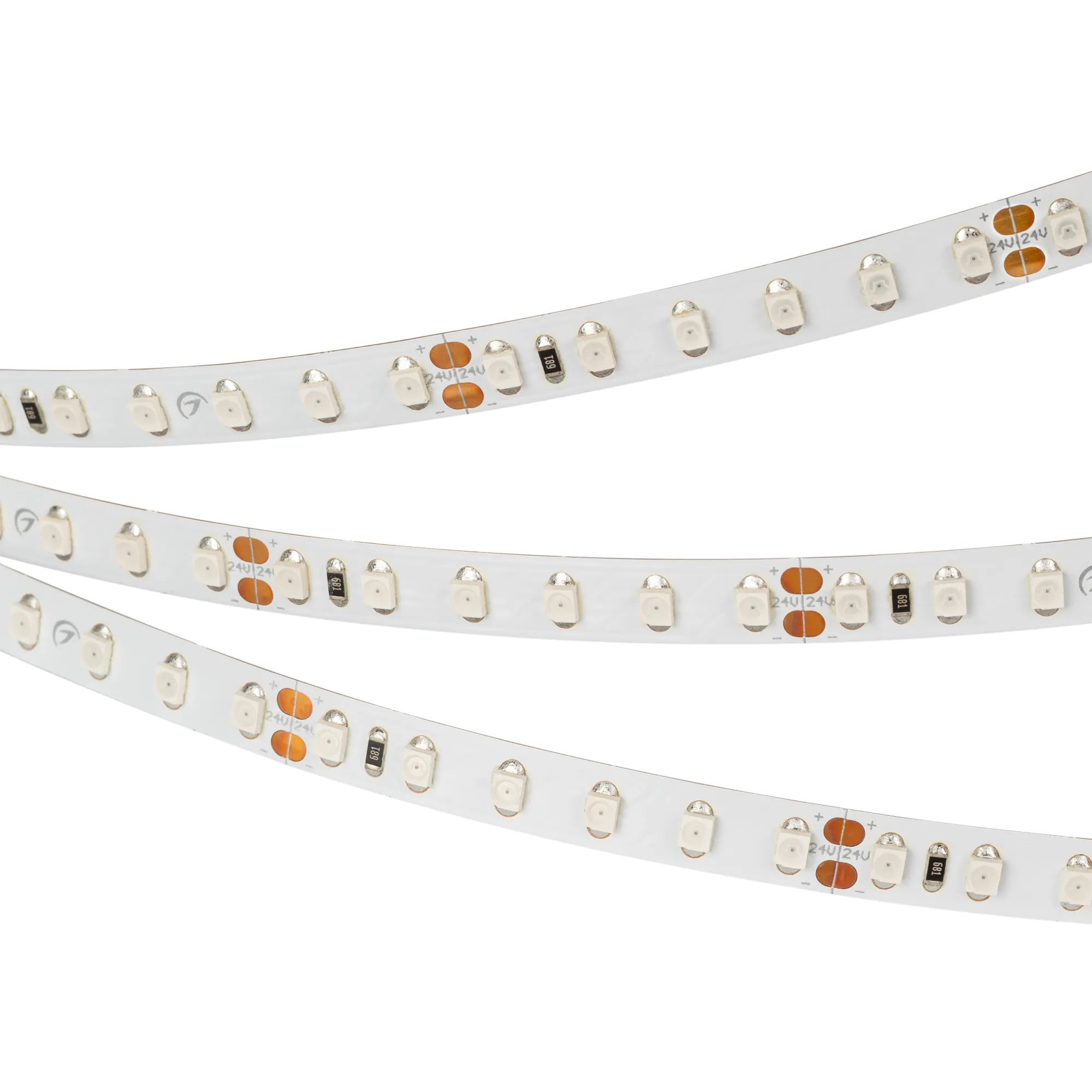 Лента светодиодная RT 2-5000 24V Orange 2x (3528, 600 LED, LUX) (Arlight, 9.6 Вт/м, IP20)