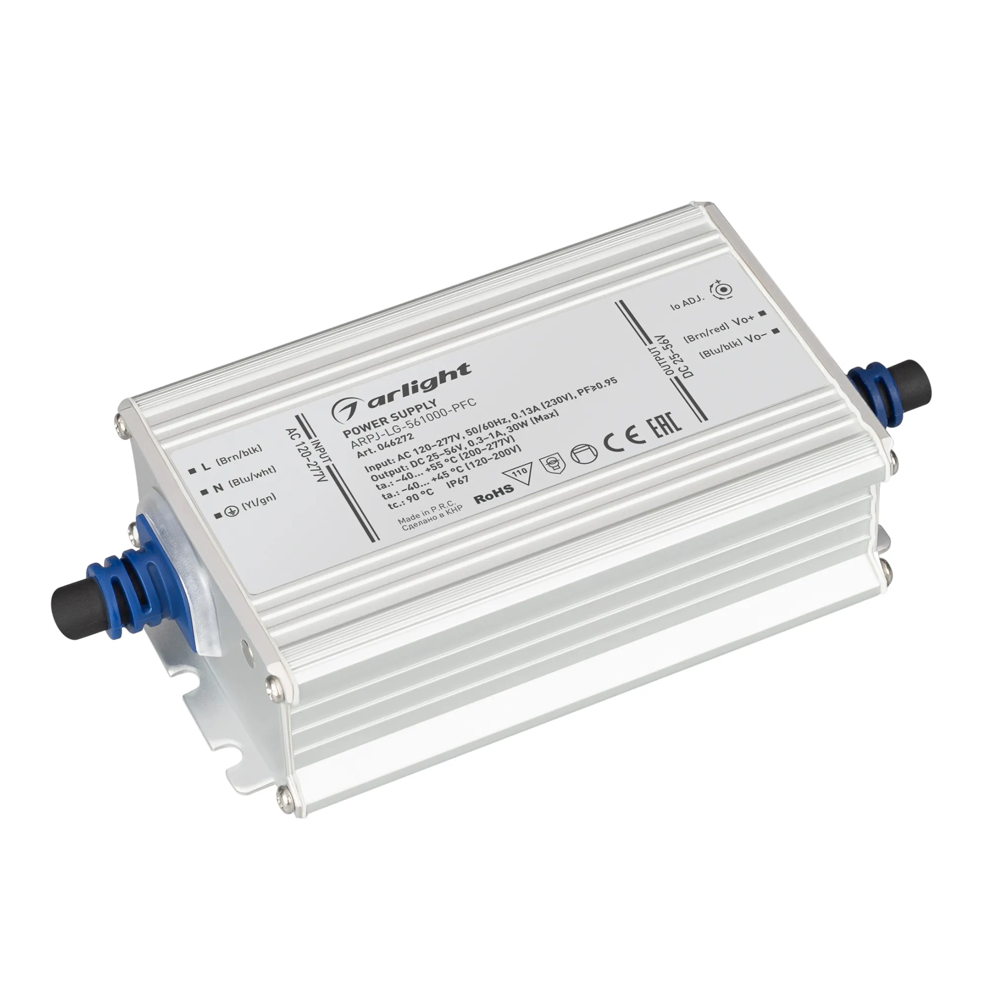 Блок питания ARPJ-LG-561000-PFC (30W, 25-56V, 0.3-1.0A) (Arlight, IP67 Металл, 5 лет) - изображение товара