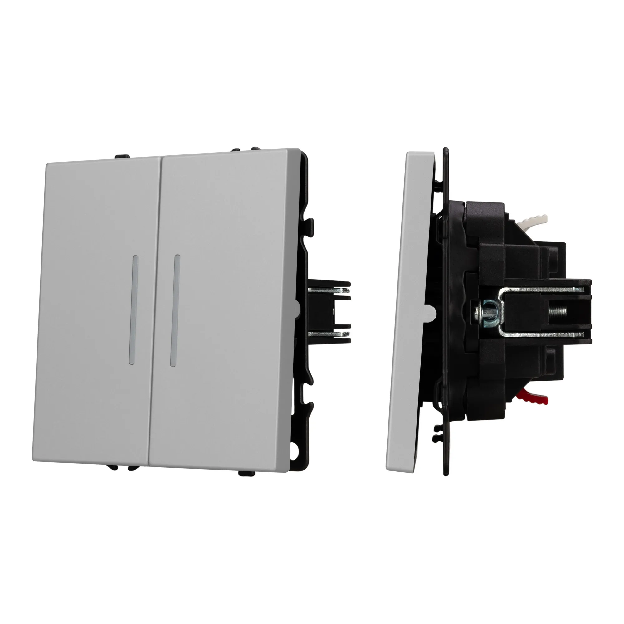 Механизм выключателя двухклавишный проходной LED SWT-NOBE-MKP2-SFPL-L-IS (230V, 10A) (Arlight, Никель) - изображение товара