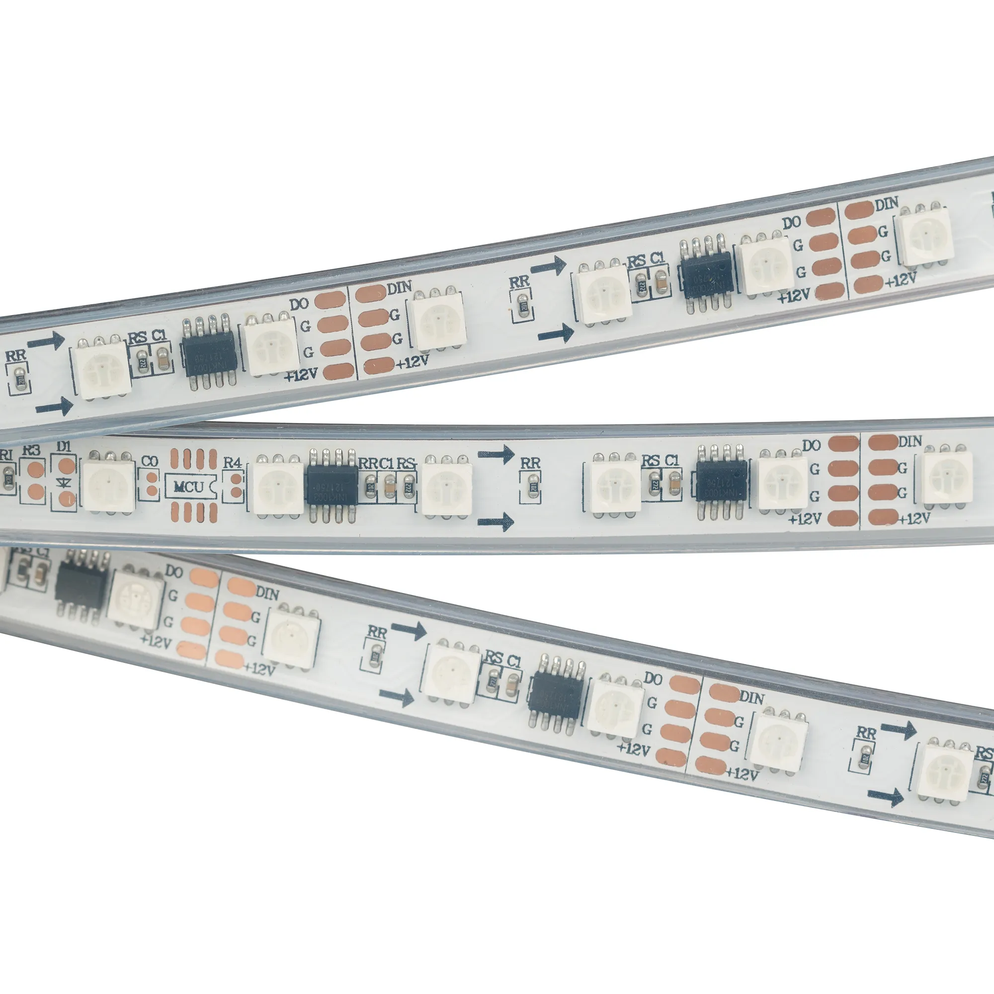 Лента светодиодная SPI-5000P-5060-60 12V Cx3 RGB-Auto (12mm, 13.2W/m, IP66) (Arlight, Закрытый, IP66)