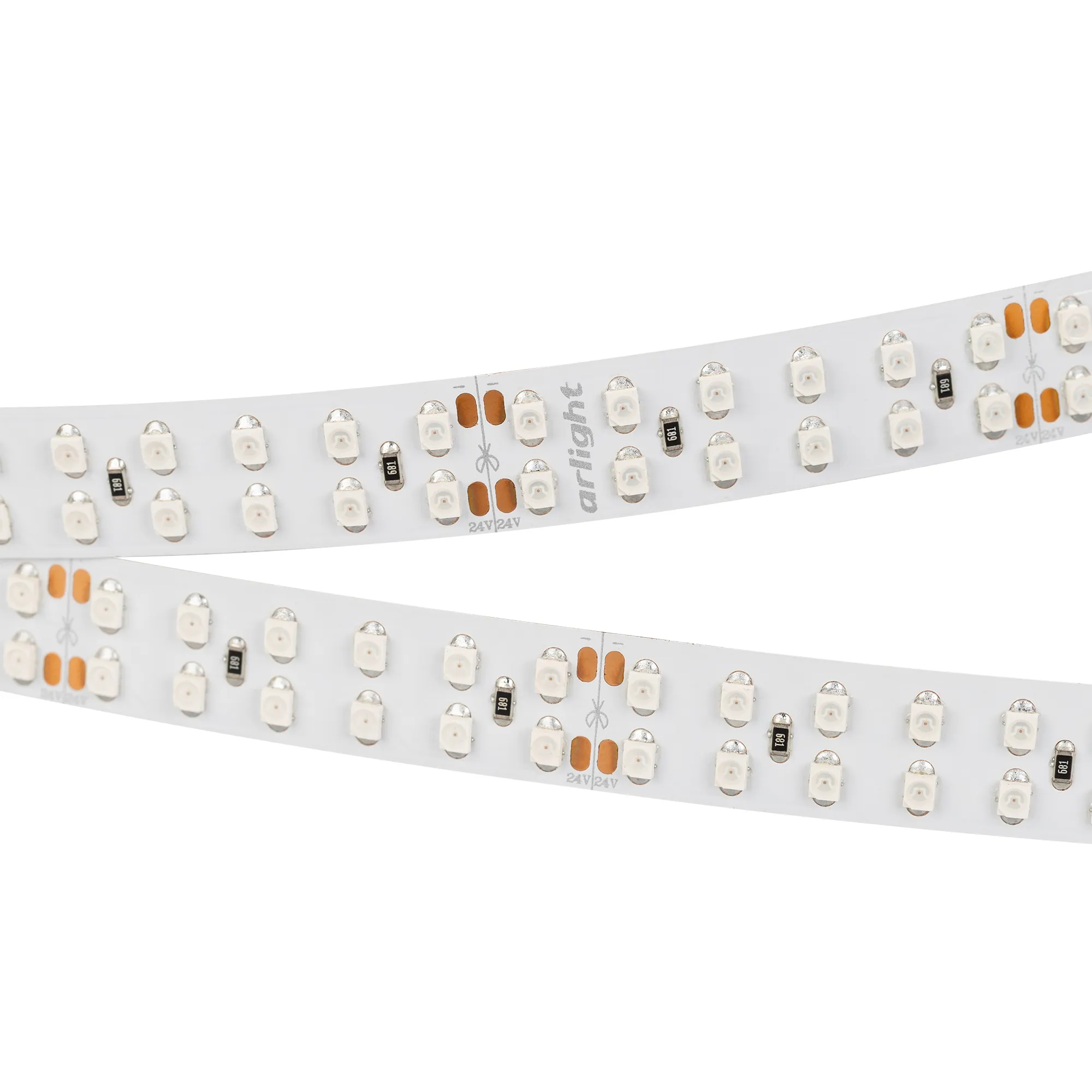 Лента светодиодная RT 2-5000 24V Yellow 2x2 (3528, 1200 LED, LUX) (Arlight, 19.2 Вт/м, IP20) - изображение товара