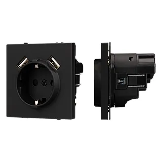 Механизм розетки с USB зарядкой SCT-NOBE-MUAA-SFPL-BK (230V, 16A) (Arlight, -)