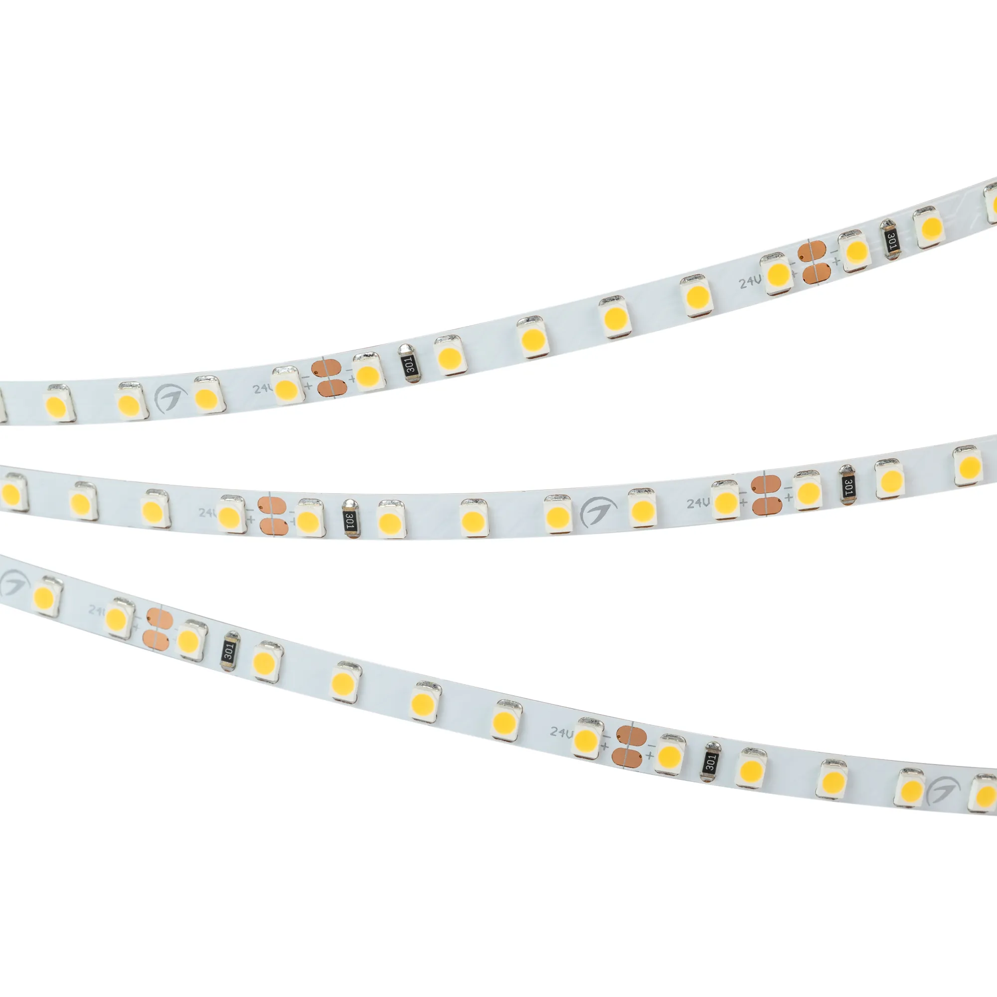 Лента светодиодная RT 2-5000 24V Warm2400 5mm 2x (3528, 600 LED, LUX) (Arlight, 9.6 Вт/м, IP20)