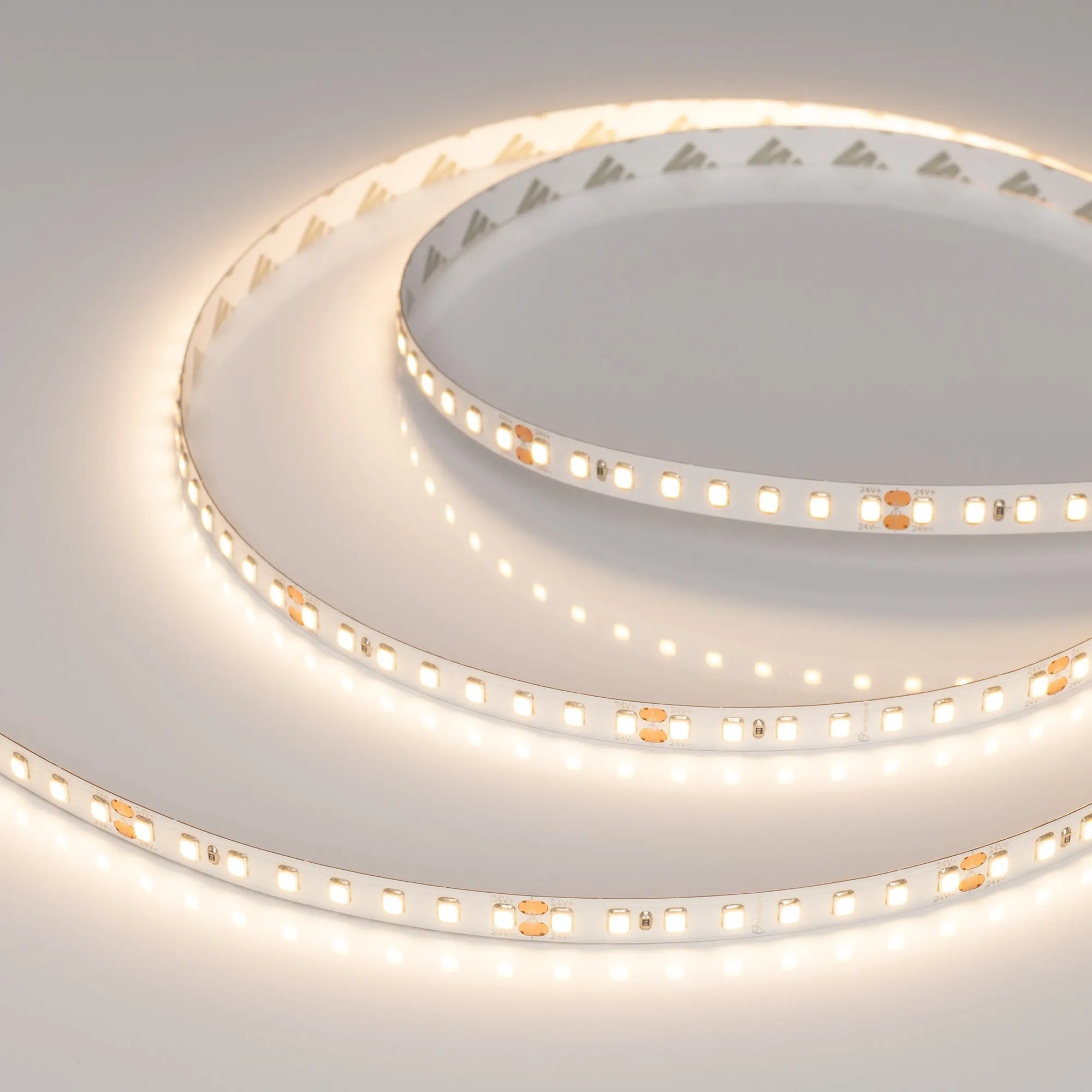 Лента светодиодная RT-A128-8mm 24V Warm3000 (10 W/m, IP20, 5m) (Arlight, высок.эфф.150 лм/Вт) - изображение товара