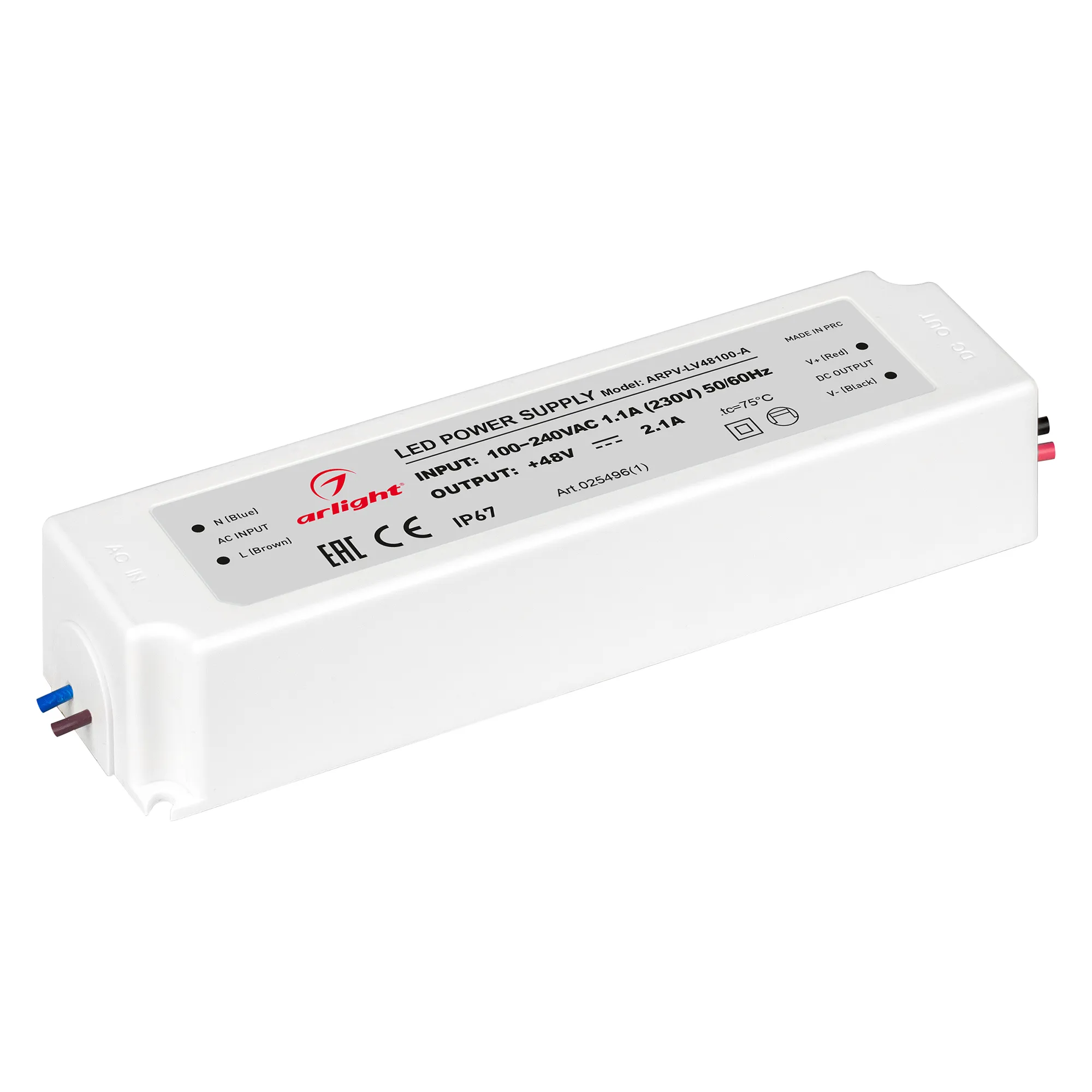 Блок питания ARPV-LV48100-A (48V, 2.1A, 100W) (Arlight, IP67 Пластик, 3 года) - изображение товара
