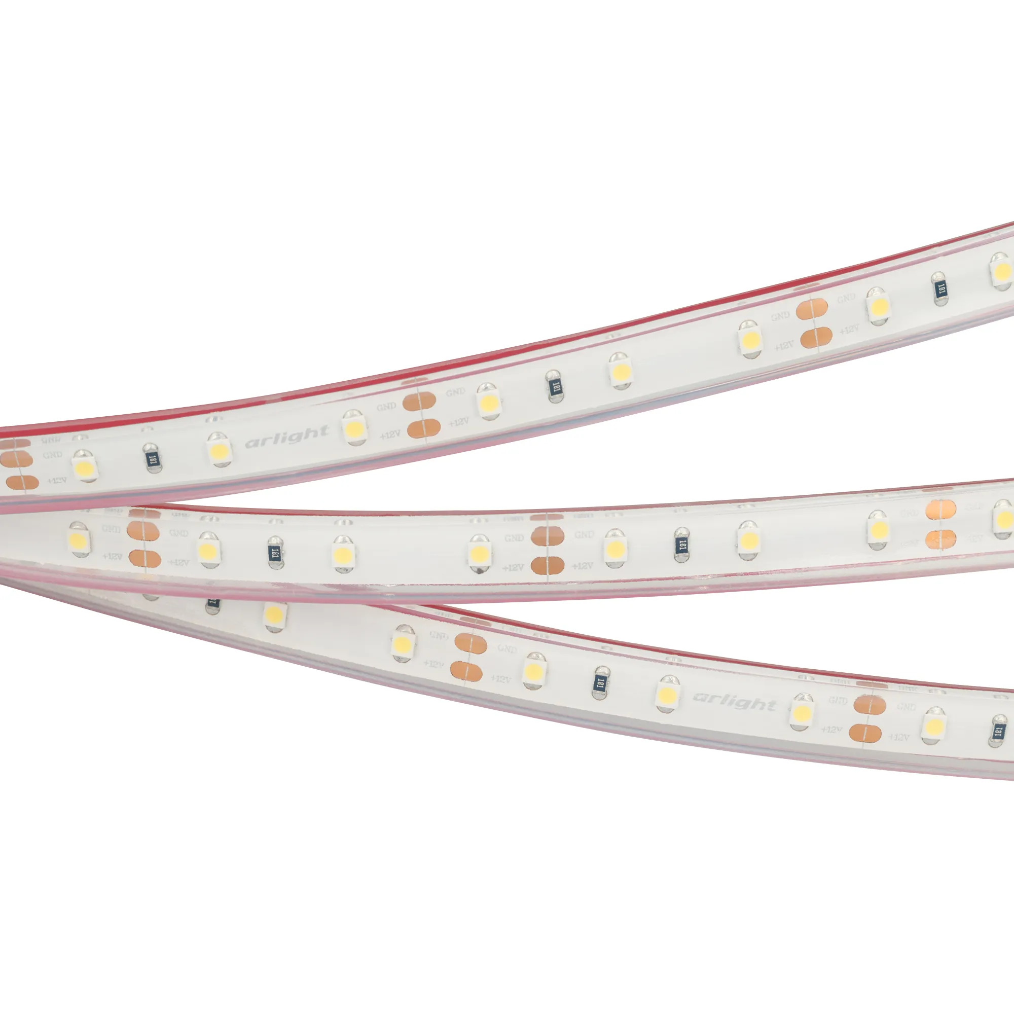 Лента RTW 2-5000PGS 12V Warm (3528, 300 LED, LUX) (Arlight, 4.8 Вт/м, IP67)