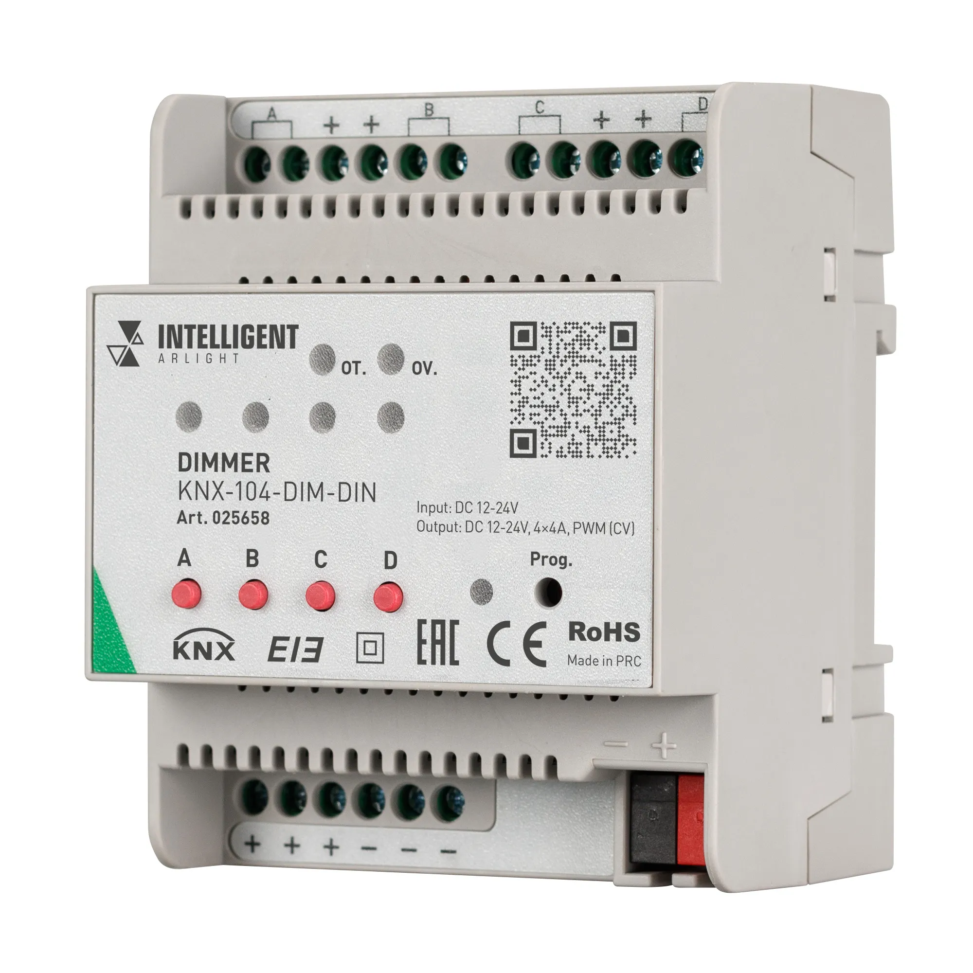 INTELLIGENT ARLIGHT Диммер KNX-104-DIM-DIN (12-24V, 4x4A) (IARL, IP20 Пластик, 2 года) - изображение товара
